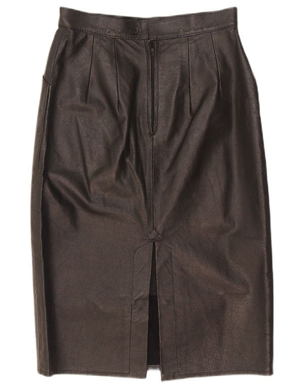 Gonna longuette in pelle vintage da donna W25 XS nera