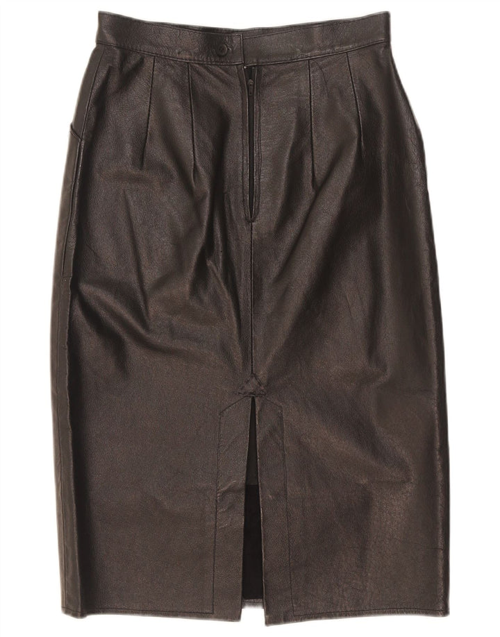 Gonna longuette in pelle vintage da donna W25 XS nera