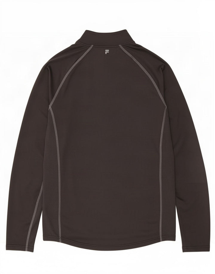Maglia da ginnastica Fila da uomo con zip e collo in poliestere medio nero