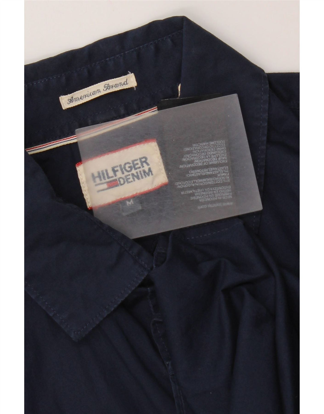 Camicia a maniche corte da uomo Tommy Hilfiger in cotone blu navy medio