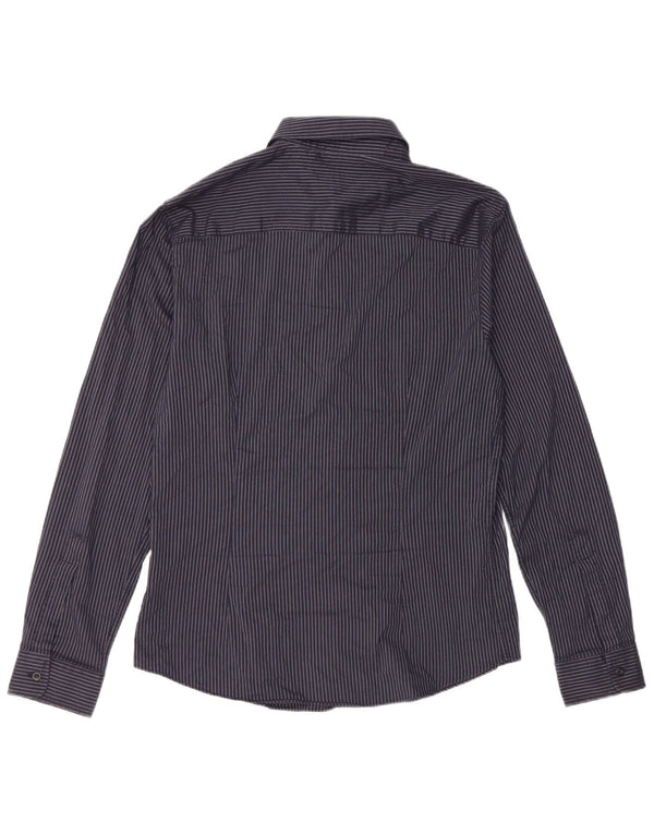 Camicia Armani da uomo con vestibilità regolare a quadri, grande in poliestere a righe blu navy