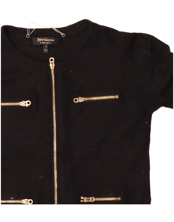 Maglione cardigan corto da donna Juicy Couture UK 10 piccolo lana nera