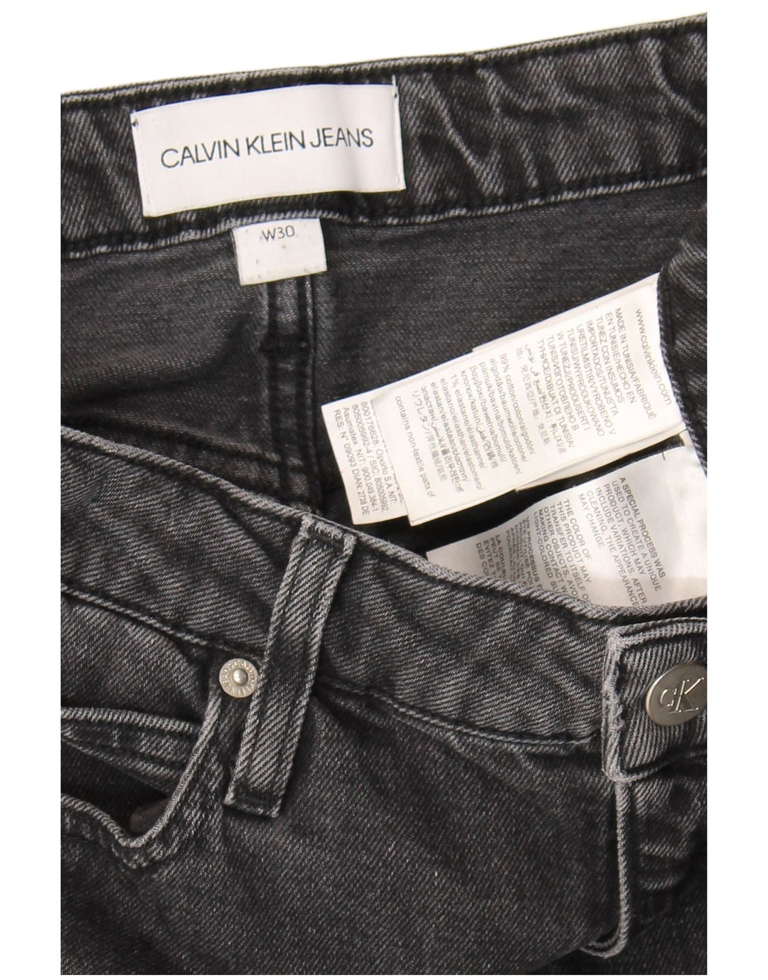 Gonna in denim da donna Calvin Klein W30 cotone grigio medio