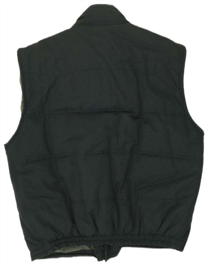 Gilet imbottito da uomo vintage UK 38 poliestere verde medio