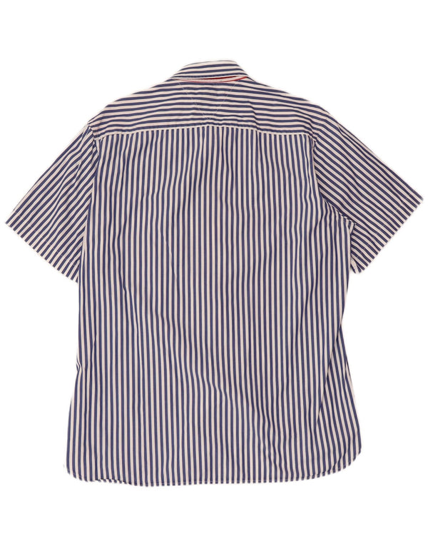 TOMMY HILFIGER Camicia da uomo a maniche corte su misura, a righe grandi blu navy