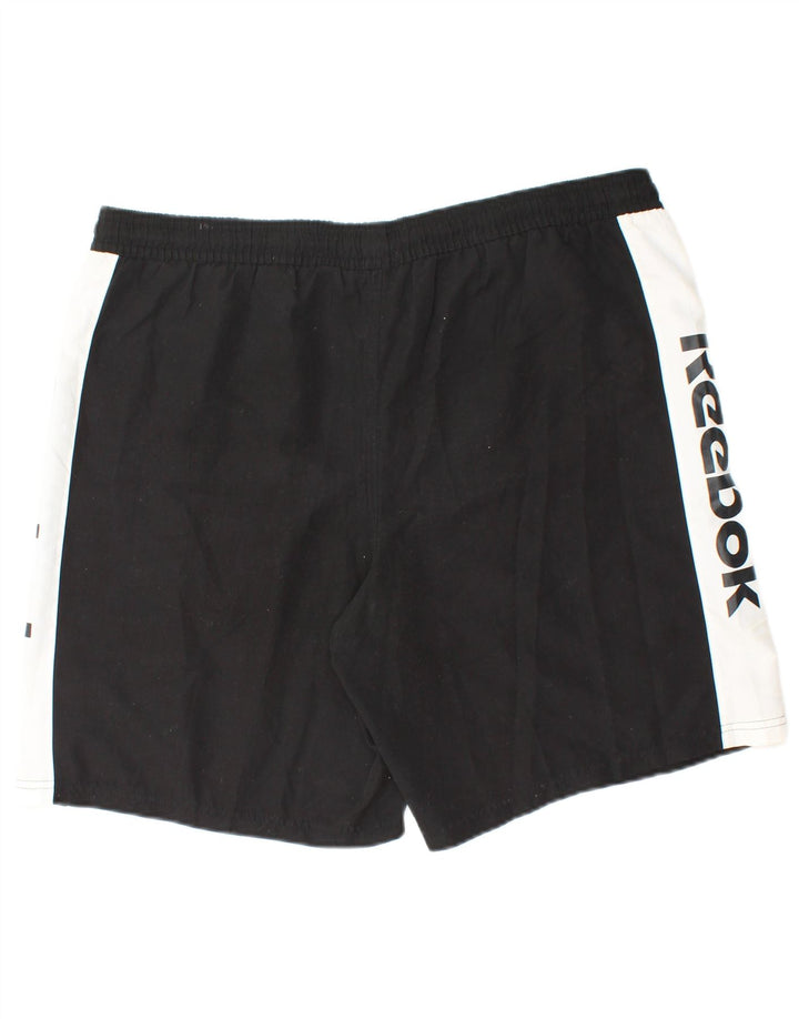 REEBOK Pantaloncini sportivi grafici da uomo XL Nero Poliestere color block