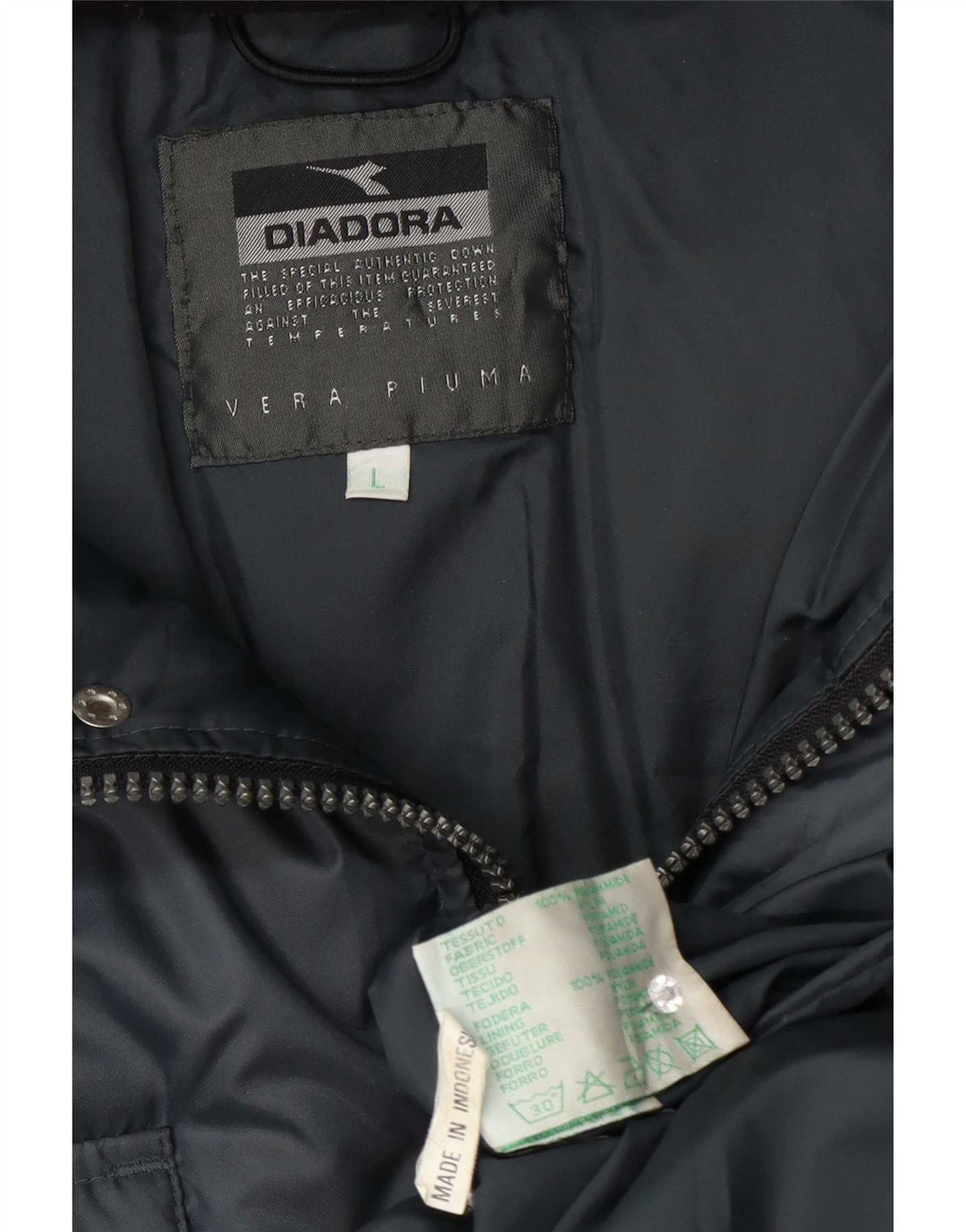 Cappotto imbottito con cappuccio da uomo Diadora UK 40 Large Blu Navy in poliammide
