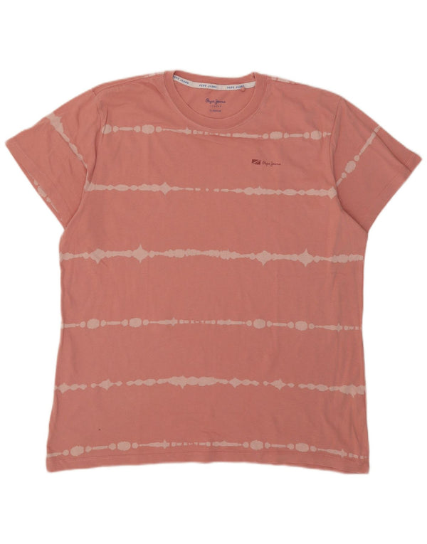 PEPE Jeans T-shirt regolare da uomo Top XL in cotone a righe rosa