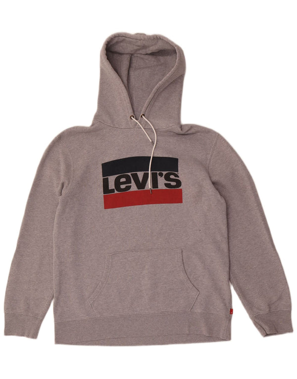 Maglione con cappuccio grafico da uomo Levi's Large in cotone grigio