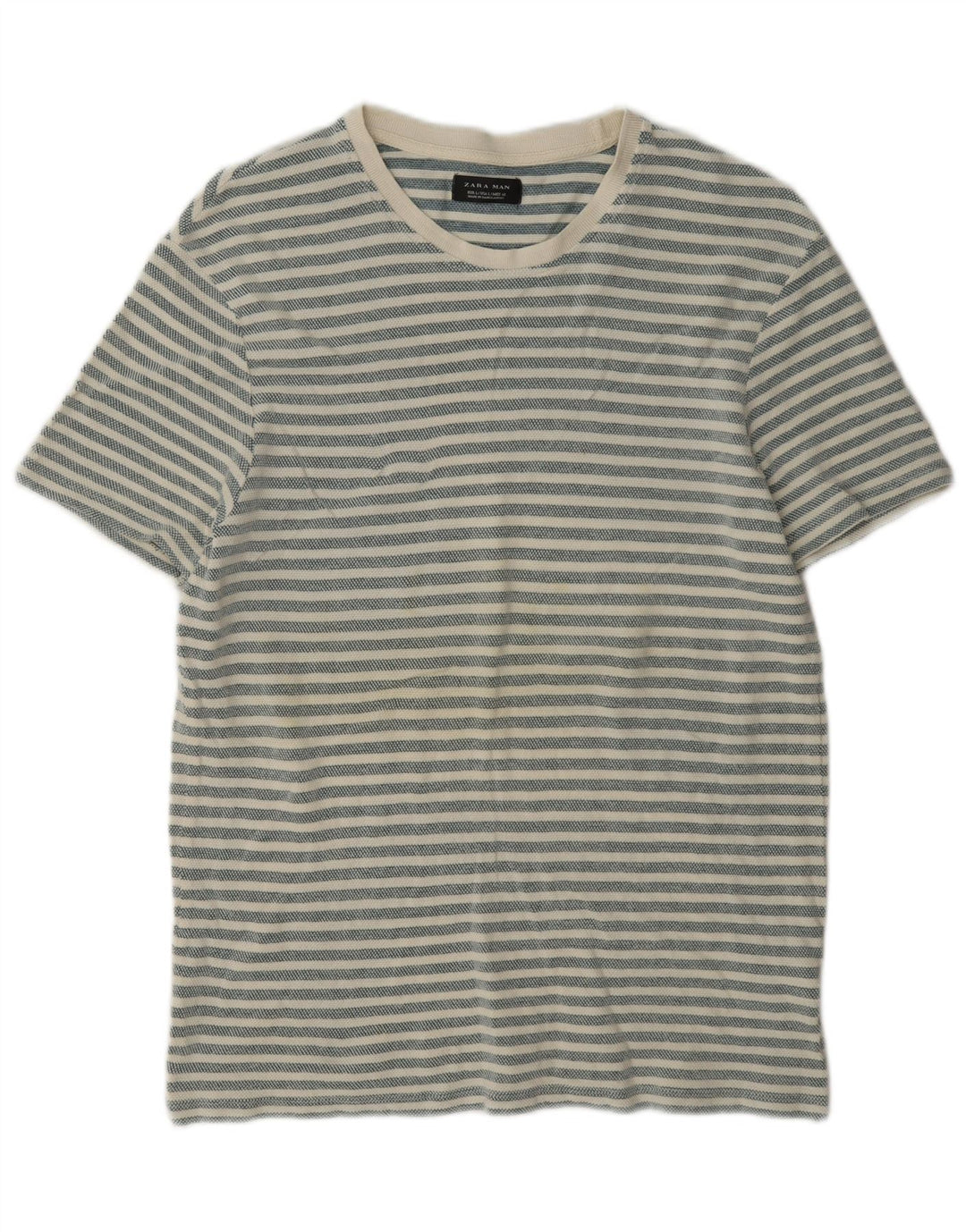 T-shirt Zara da uomo Top grande in cotone a righe grigie