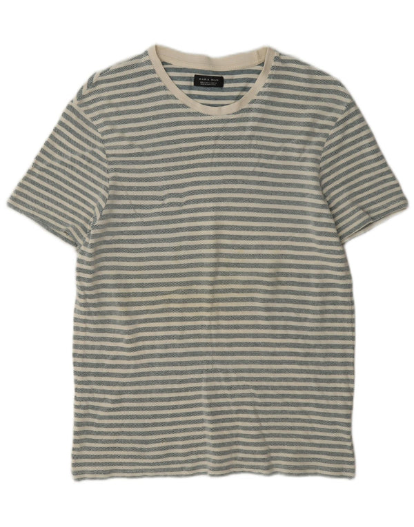 T-shirt Zara da uomo Top grande in cotone a righe grigie