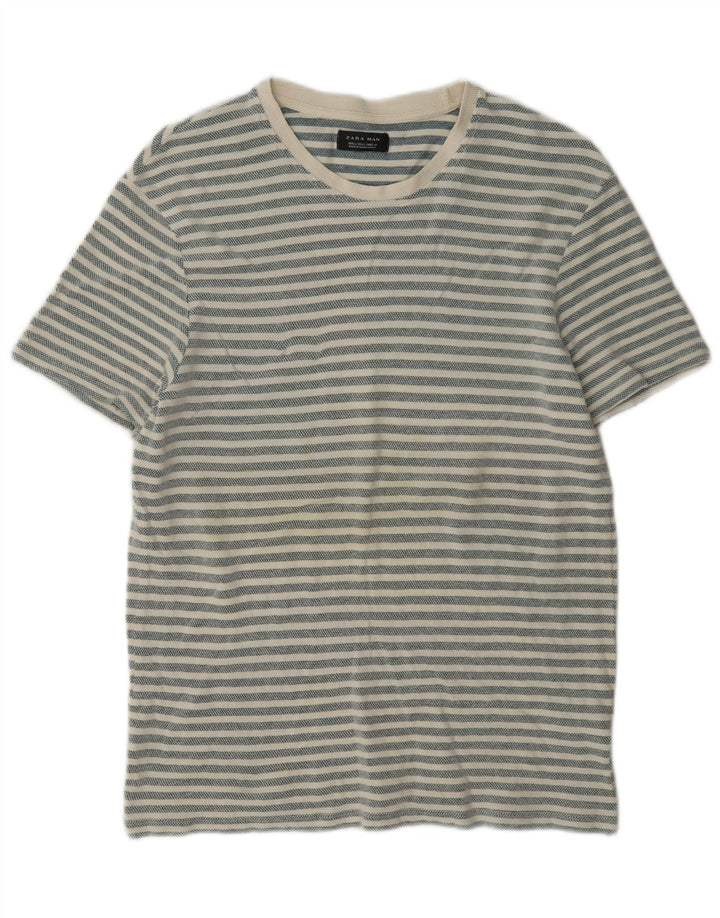 T-shirt Zara da uomo Top grande in cotone a righe grigie