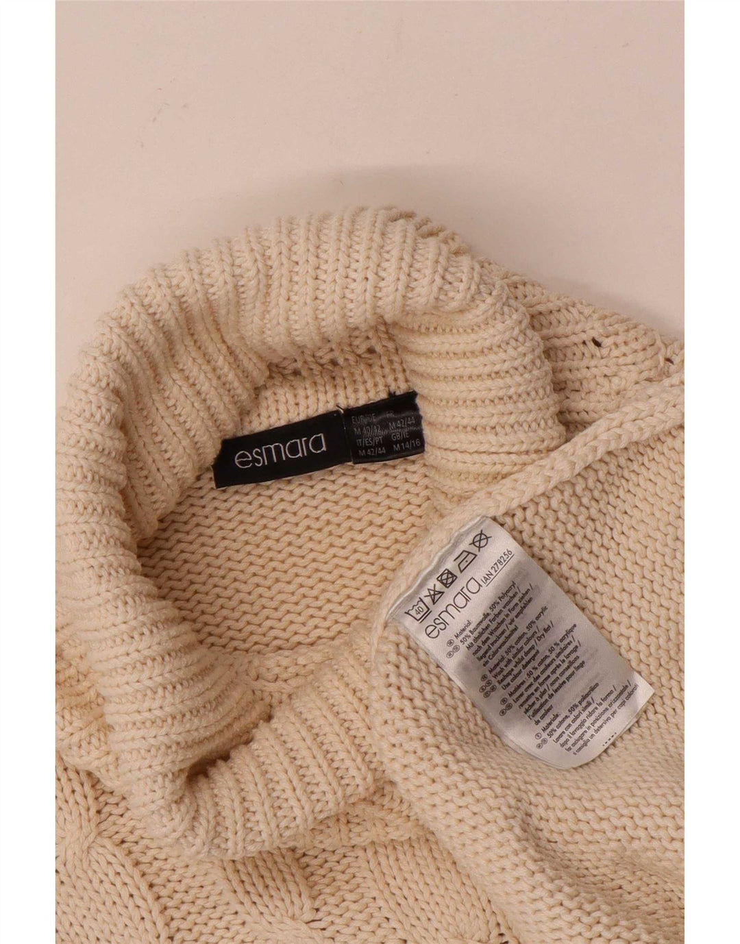 Maglione maglione a collo alto da donna Esmara UK 14/16 medio bianco sporco
