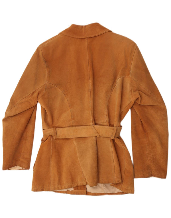 Giacca vintage in pelle scamosciata da donna UK 14 in pelle marrone medio