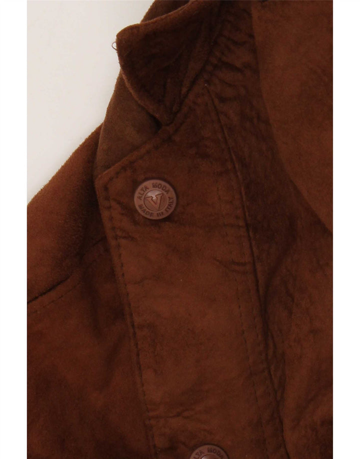 Giacca bomber da uomo in pelle scamosciata Alta Moda UK 42 XL Marrone