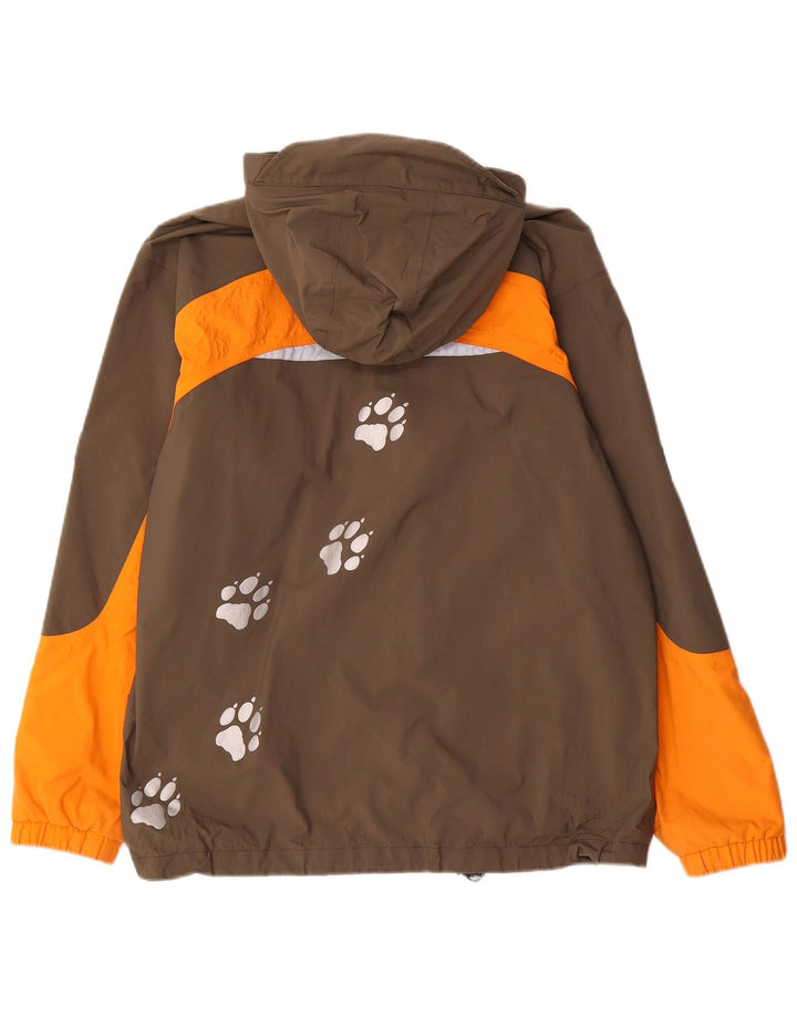 Giacca antipioggia con cappuccio da ragazzo Jack Wolfskin 13-14 anni Colorblock marrone