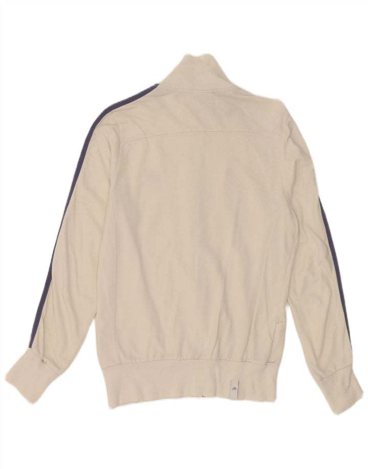Giacca da ginnastica da donna Adidas piccola in cotone bianco