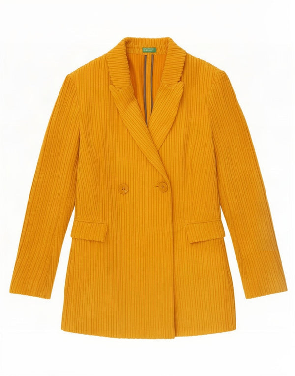 Giacca blazer in velluto a coste doppio petto da donna Benetton UK 6 XS gialla