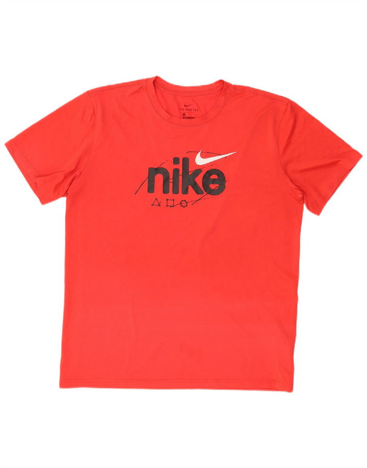 NIKE T-shirt grafica da uomo Dri Fit Top grande rosso in poliestere