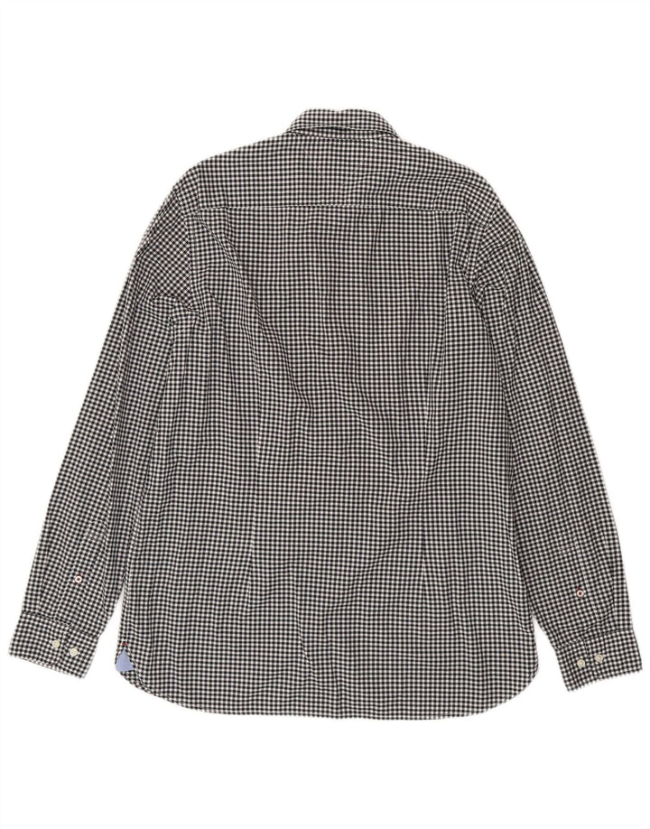 Camicia da uomo Tommy Hilfiger XL in cotone a quadretti nero