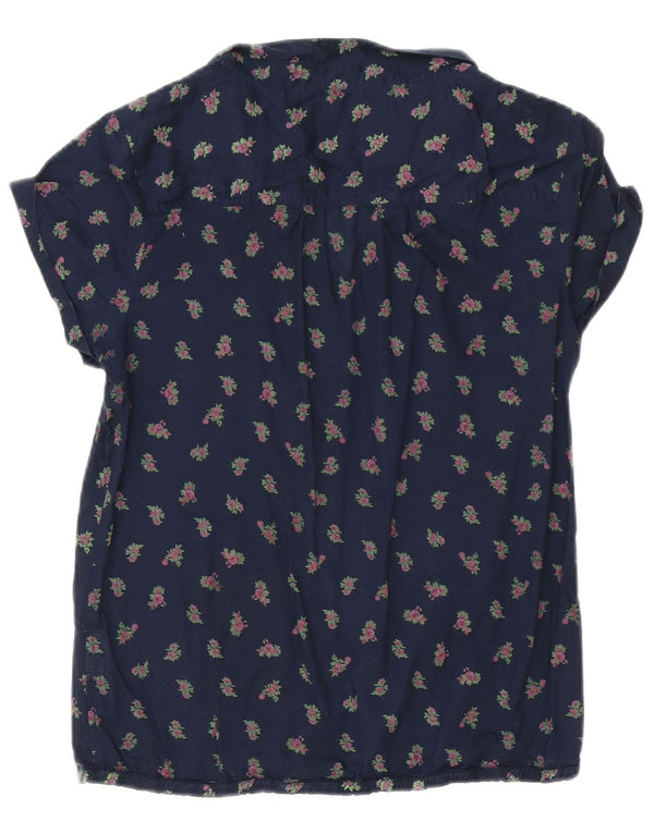 Camicia a maniche corte da donna Converse UK 10 Small Cotone floreale blu navy