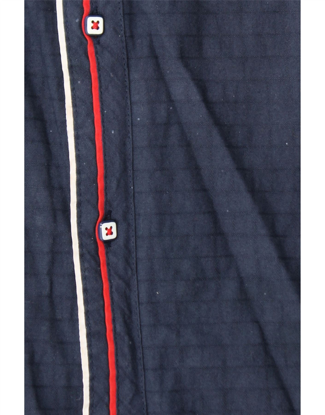 VINTAGE Mens Short Sleeve Shirt 3XL Navy Blue Gingham Cotton