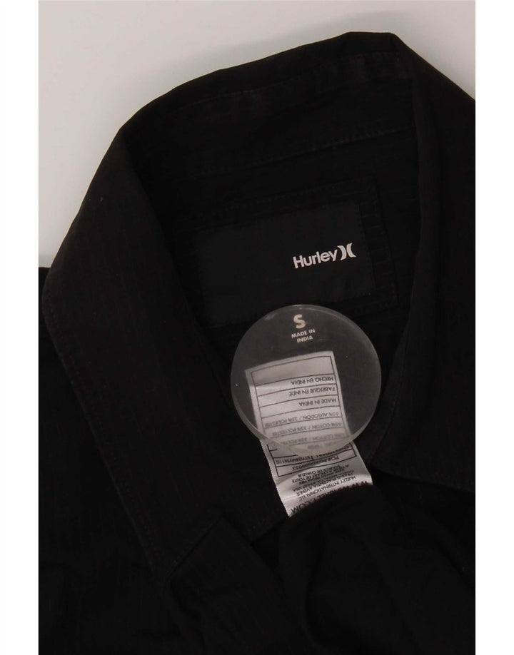 Camicia a maniche corte da uomo Hurley piccola in cotone gessato nero