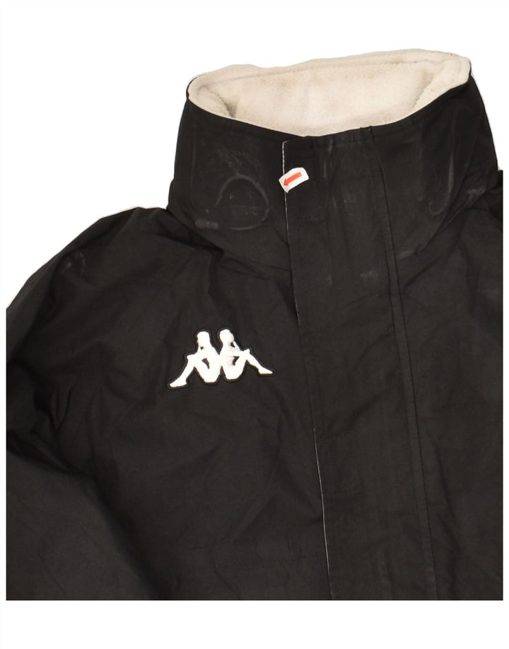 KAPPA Boys Hooded Windbreaker Jacket 9-10 Years Large Black Polyester Vintage Kappa and Second-Hand Kappa from Messina Hembry 