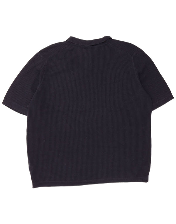 EDDIE BAUER Maglione alto da uomo a maniche corte con collo a polo XL Blu navy