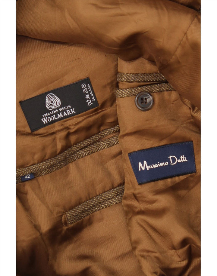 Giacca blazer da uomo a 3 bottoni Massimo Dutti taglia 42 grande a spina di pesce beige