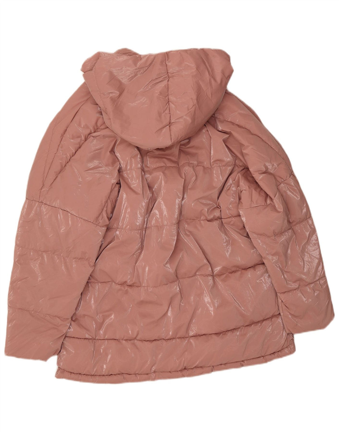 Giacca imbottita oversize con cappuccio da donna Zara UK 14 poliammide rosa medio