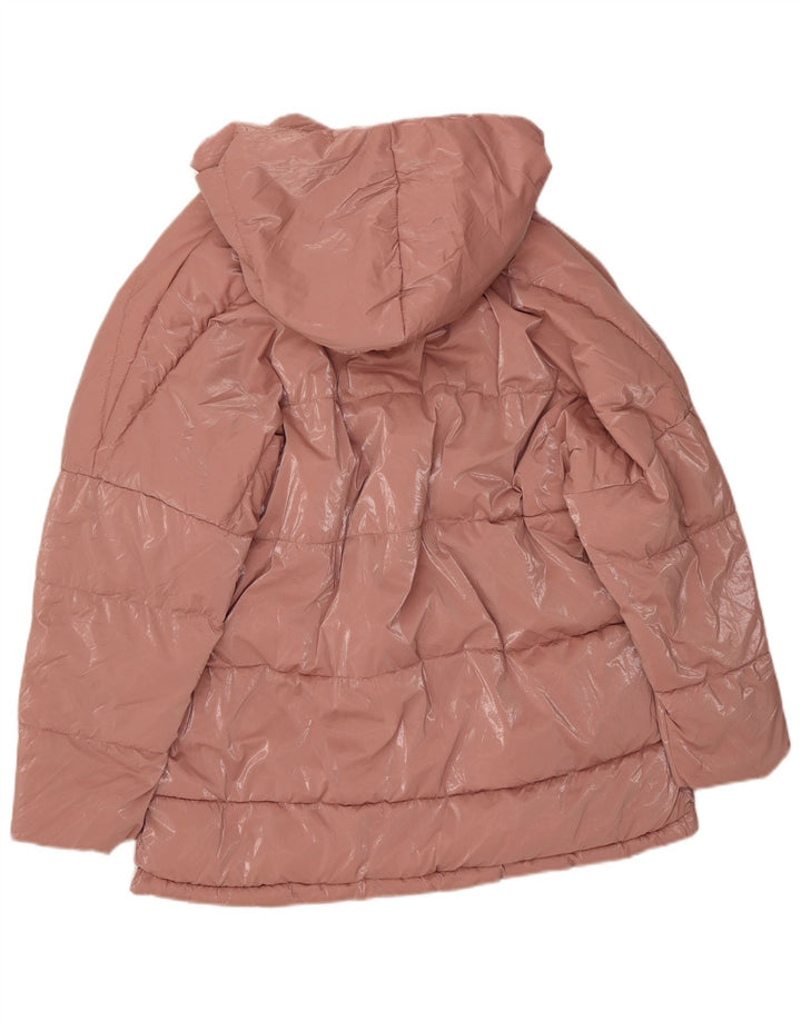 Giacca imbottita oversize con cappuccio da donna Zara UK 14 poliammide rosa medio