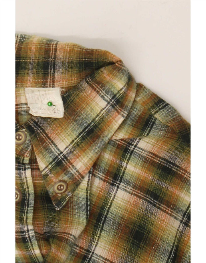 Camicia vintage da donna in flanella IT 48 XL in cotone a quadri verdi