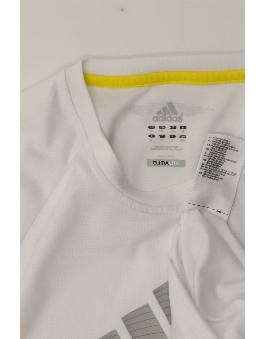 T-shirt grafica Adidas da uomo Climalite Top in poliestere bianco medio