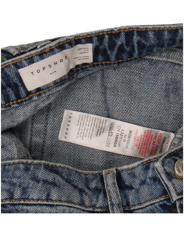 Jeans dritti effetto consumato mamma da donna Topshop W26 L28 cotone blu