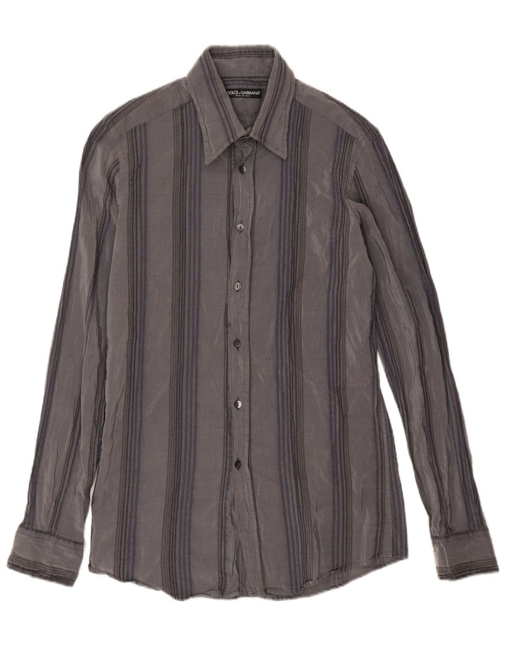 Camicia da uomo Dolce & Gabbana taglia 16 41 a righe grigie grandi