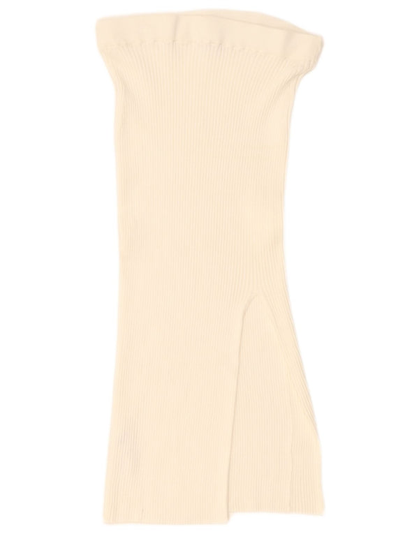 Gonna longuette a vita alta da donna Jack Wills UK 12 media W28 viscosa bianco sporco