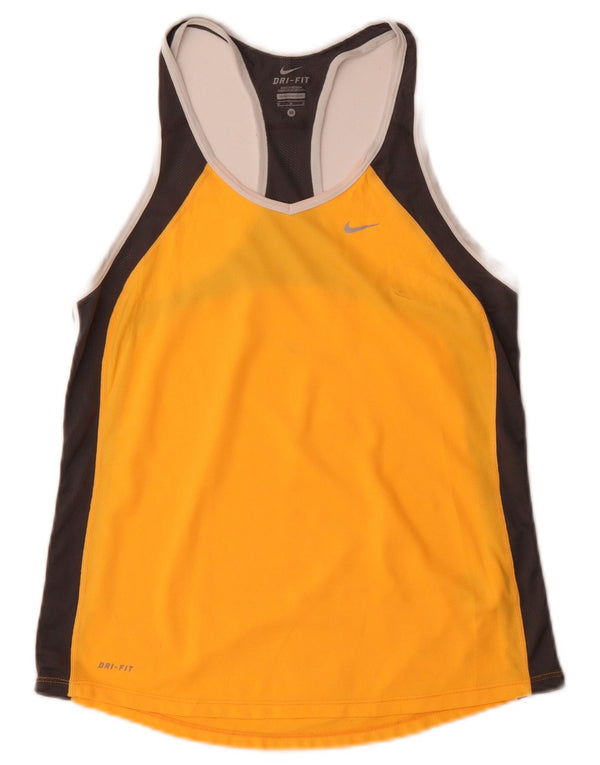 Canotta Nike Dri Fit da donna UK 12 poliestere color block giallo medio