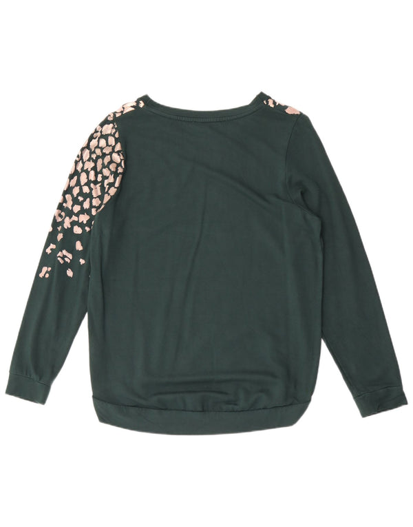 Felpa oversize da donna Oasis, maglione UK 10, piccola stampa animale verde