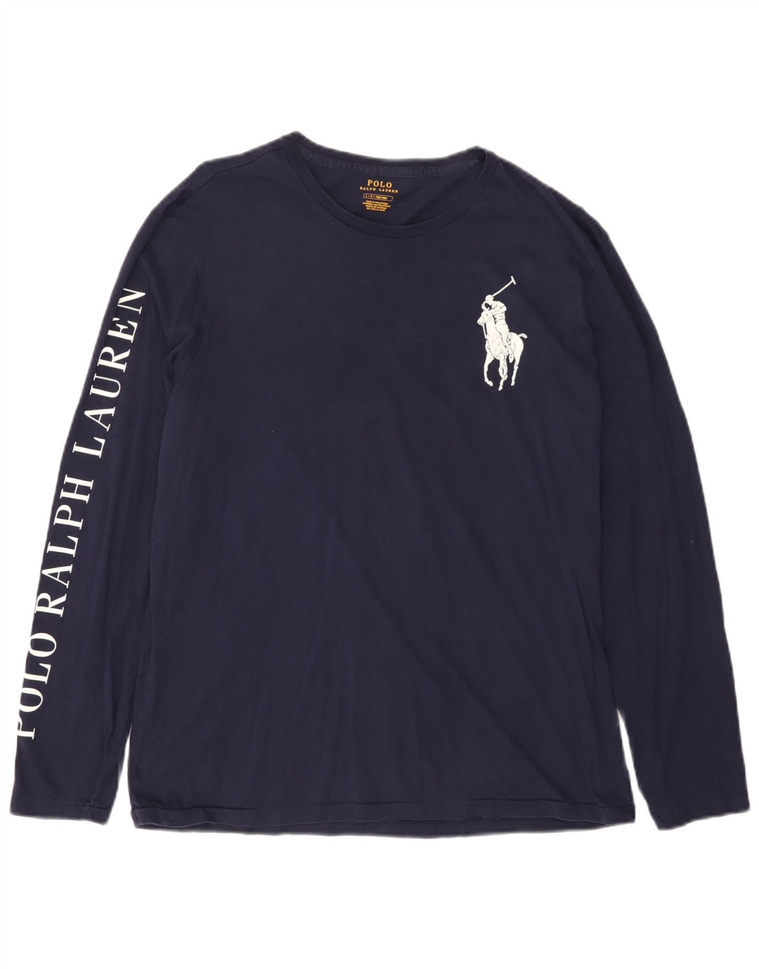 Polo Ralph Lauren Top grafico da uomo manica lunga grande blu navy