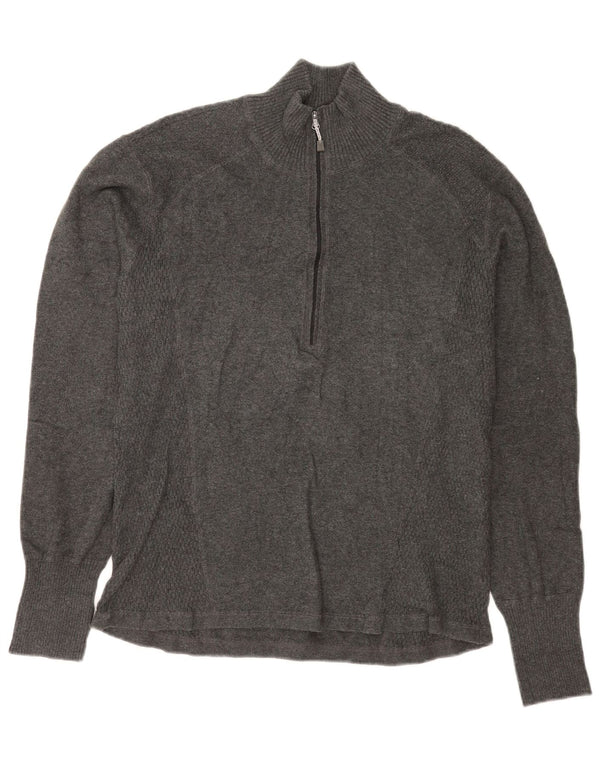 Maglione maglione da donna con collo con zip Eddie Bauer UK 18 XL cotone grigio
