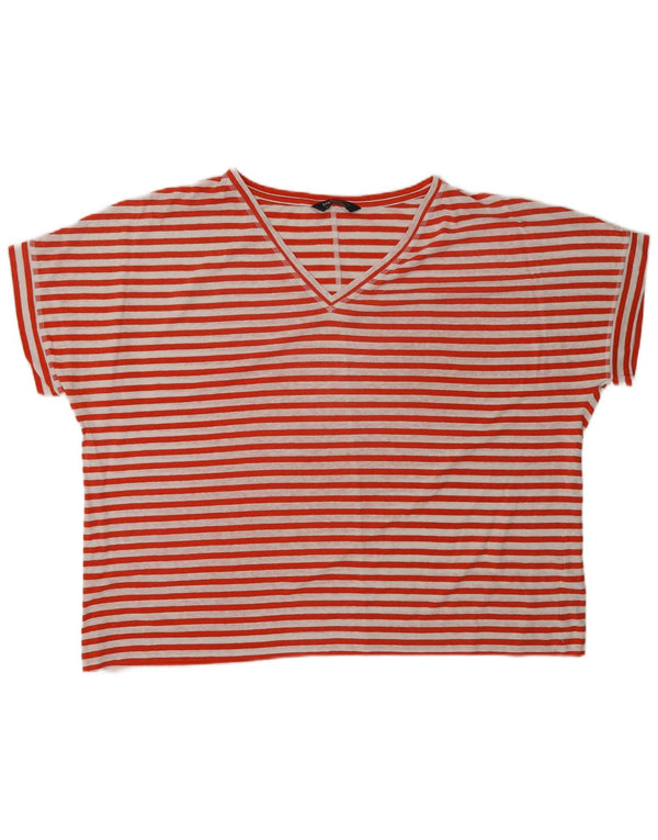 T-shirt oversize da donna Marks & Spencer Top UK 20 2XL Lino a righe rosse