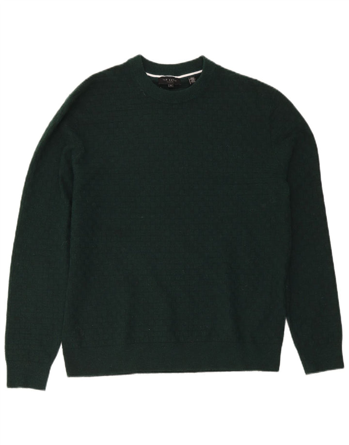 Maglione maglione girocollo da uomo Ted Baker taglia 3 poliestere verde medio