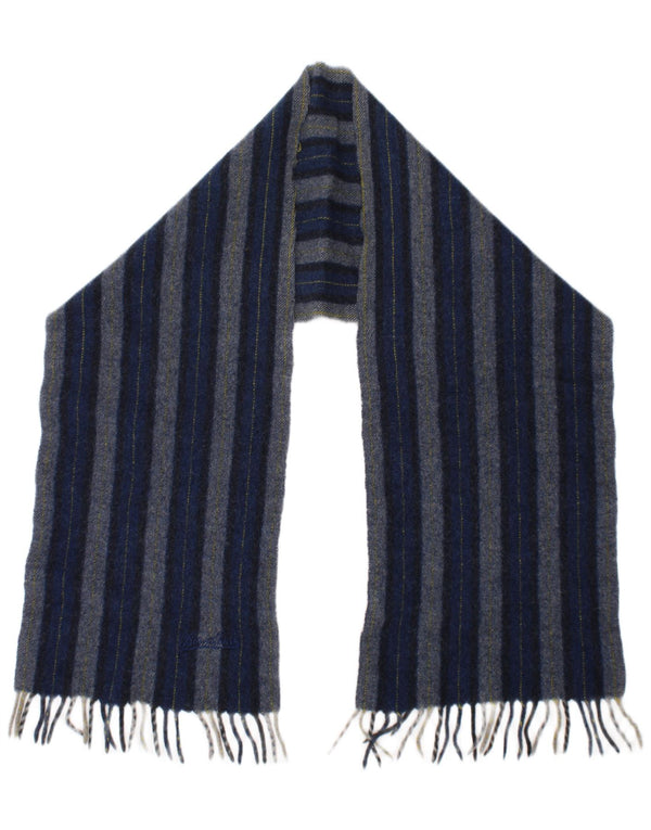 Borsalino Sciarpa rettangolare da uomo taglia unica in lana vergine a righe blu classica