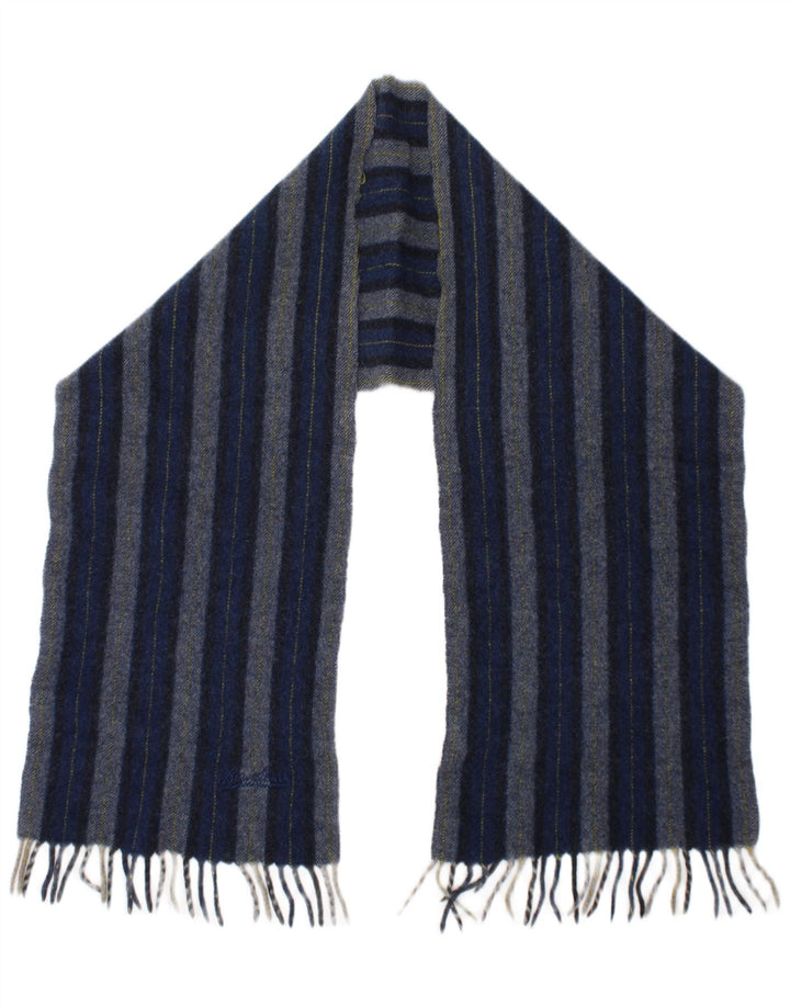 Borsalino Sciarpa rettangolare da uomo taglia unica in lana vergine a righe blu classica