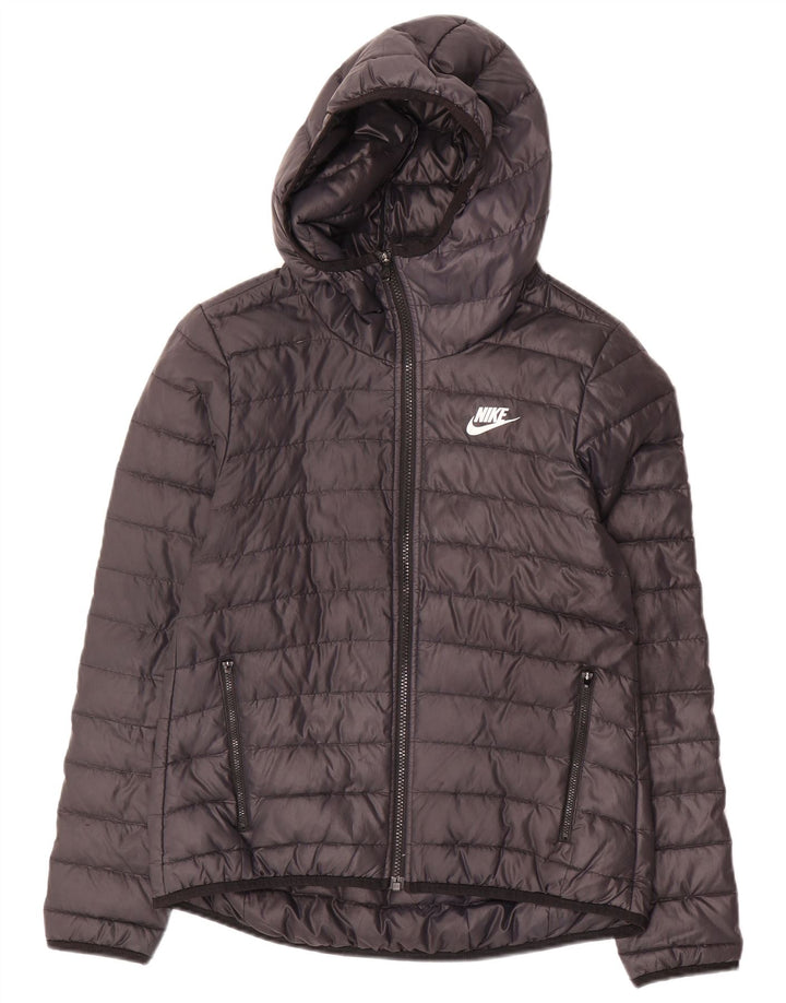 Giacca imbottita con cappuccio Nike da donna UK 10 piccola nera in poliestere