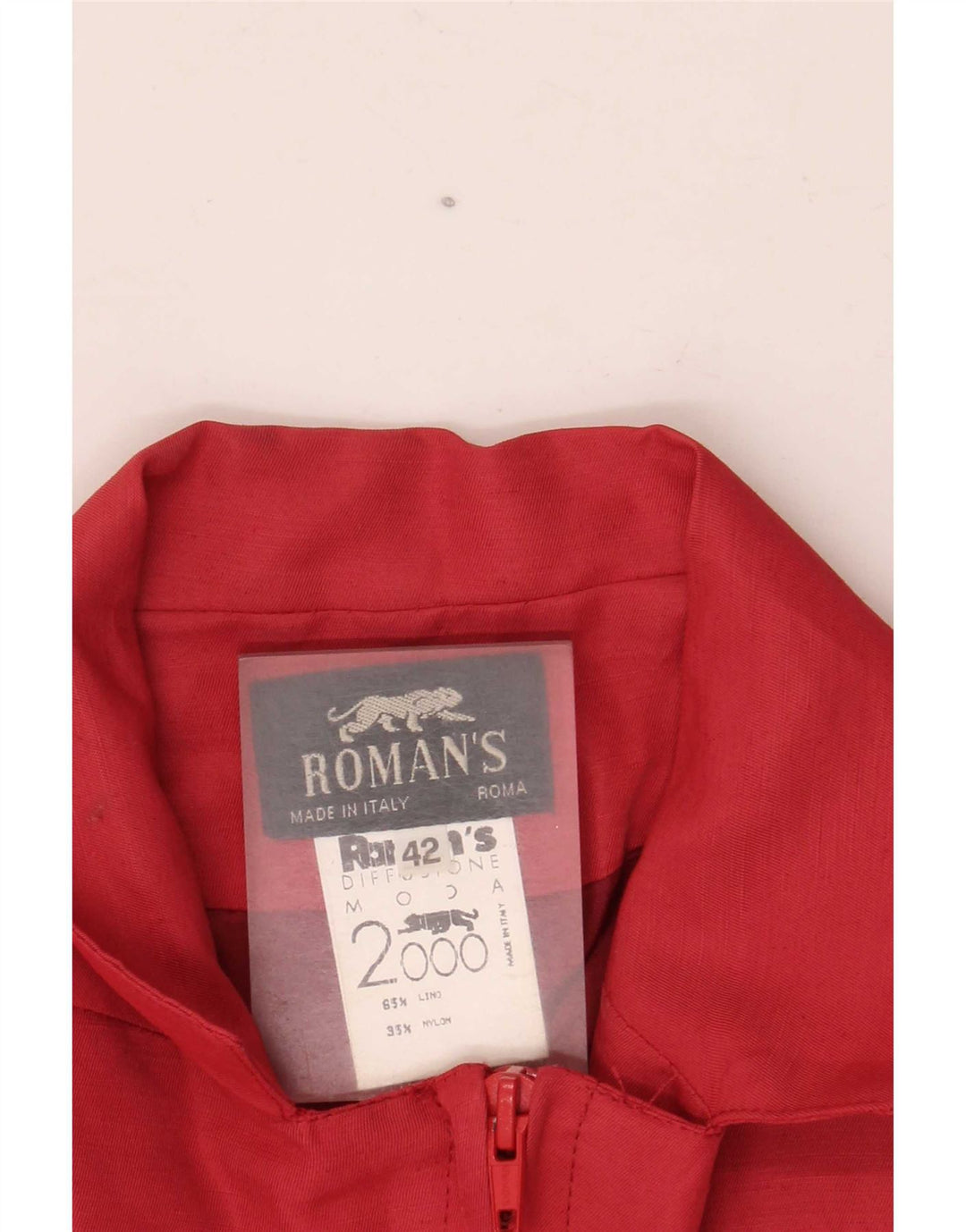 Giacca blazer con zip intera a maniche corte da donna di Roman IT 42 Lino rosso medio