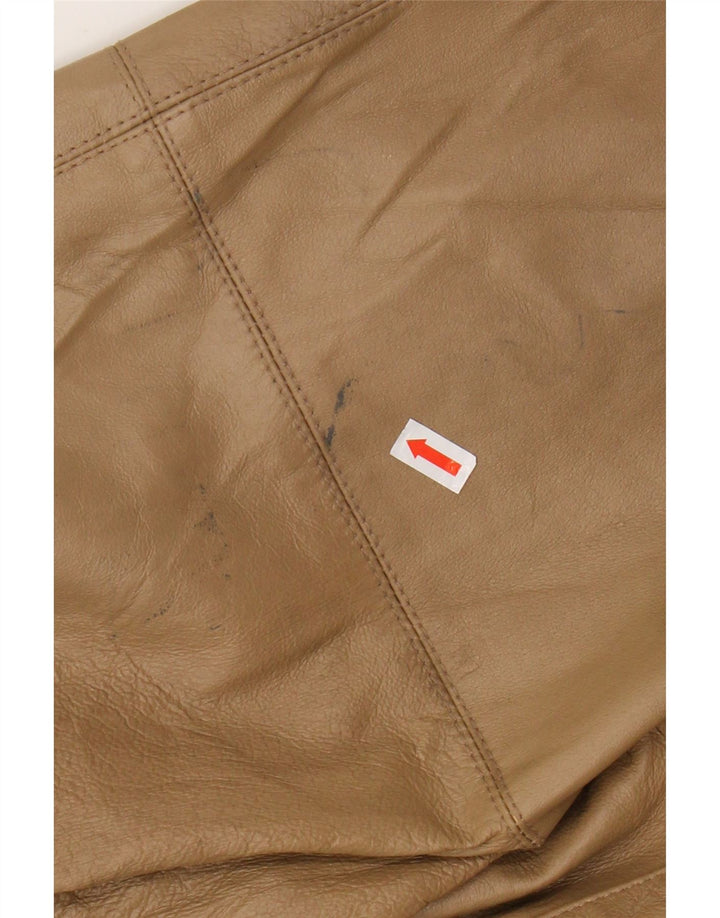 Cappotto oversize in pelle con cappuccio da donna VINTAGE IT 46 Large in pelle marrone