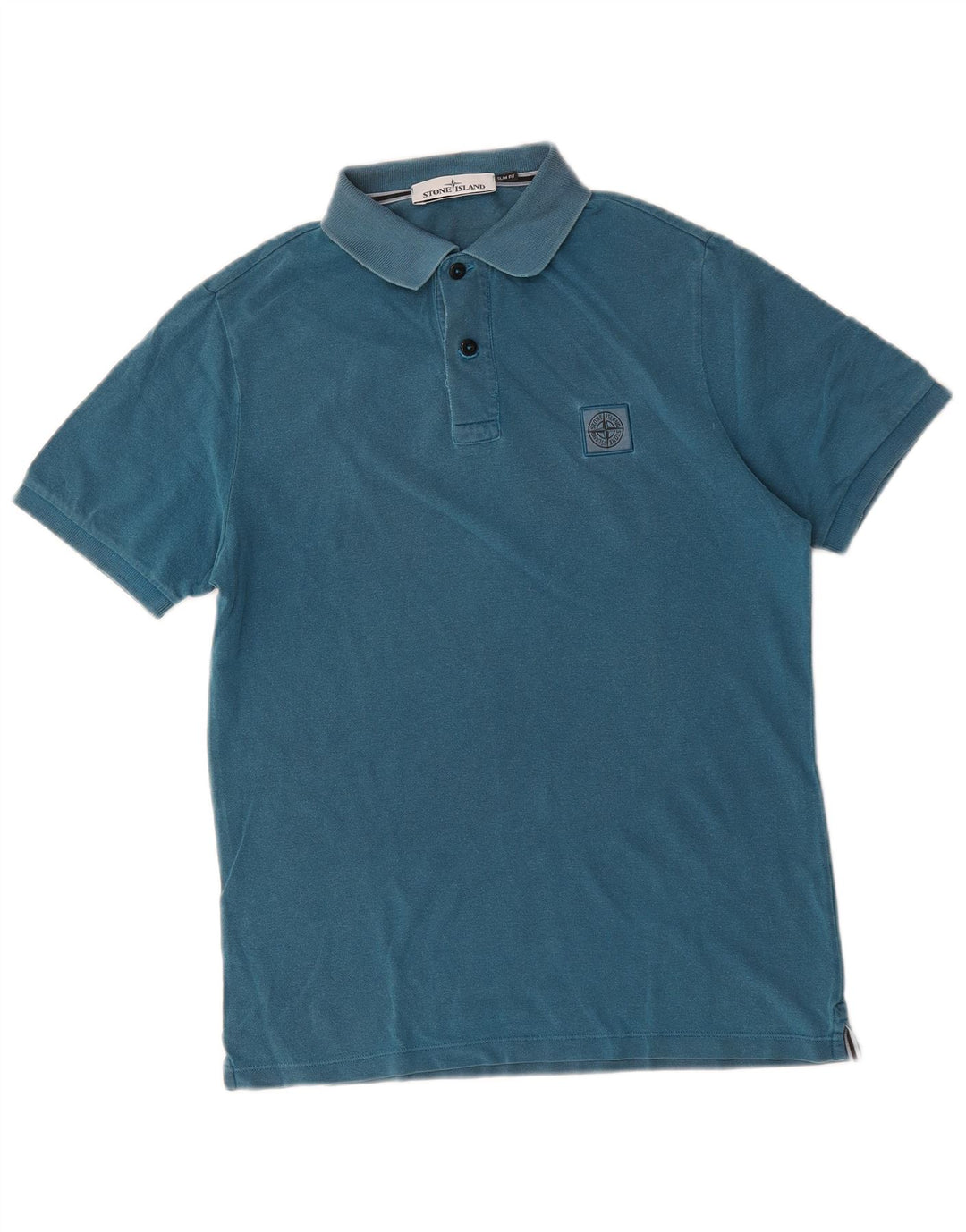 Polo da uomo slim fit Stone Island in cotone blu medio