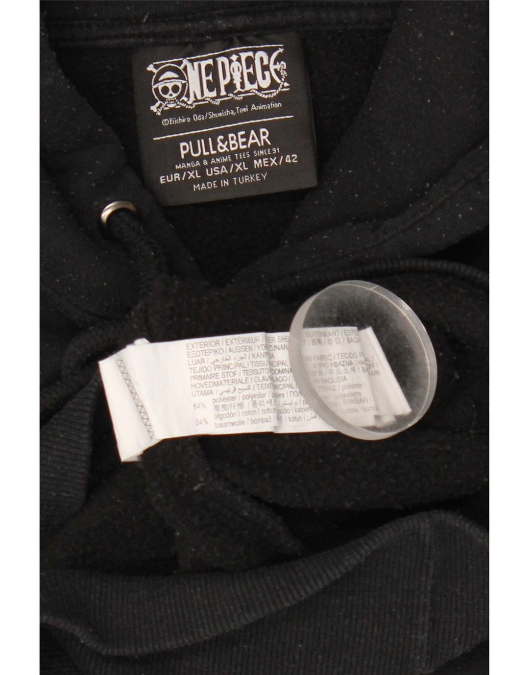Pull & Bear Felpa con cappuccio grafica da uomo XL Poliestere nero
